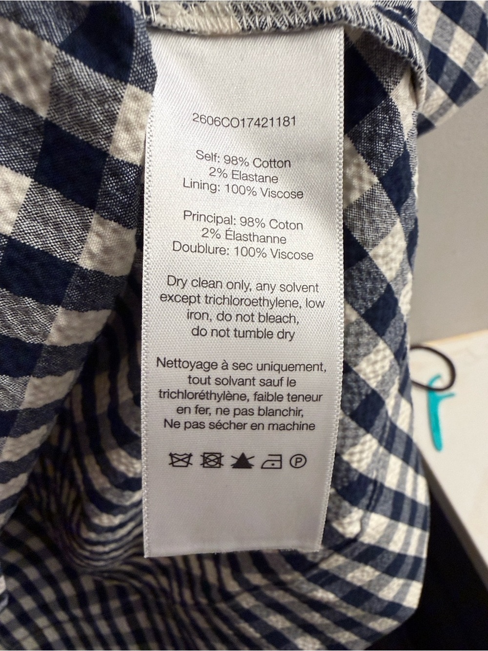 NWT! Veronica Beard Aila Gingham Square-Neck Midi Dress in Navy and White - Picture 11 of 12